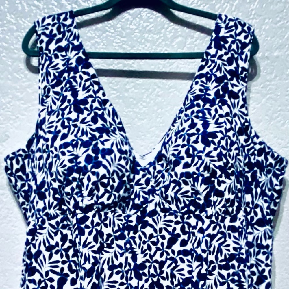 Blue and white cotton floral sundress